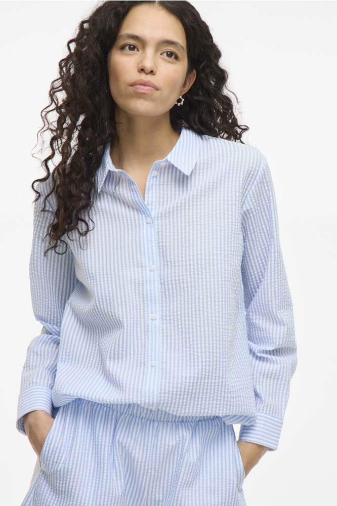 VICORALINA STRIPE L/S SHIRT/LN 14107218 SNOW WHITE/KENTUCKY